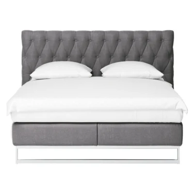 Joop! Boxspringbett CUBIC CHESTERFIELD in Dunkelgrau, Liegefläche 180x200 cm – Tonnentaschenfederkern
